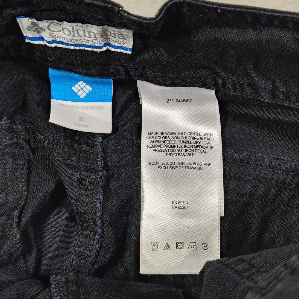 Columbia Capri Pants Womens Size 8 Black Cotton Blend Stretch Outdoor Utility - Picture 11 of 12